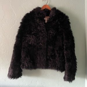 Black Faux fur coat for winter or fall. Medium